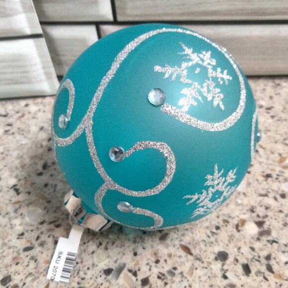 DUO: Vintage Blown Glass Reindeer & NWT Blue Glass Ornaments - Picture 3 of 7